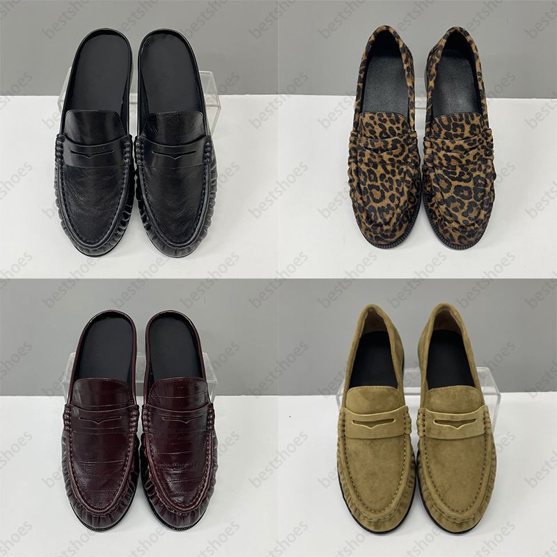 10A Designer Pleated Penny Loafers For Men Women Genuine Leather Le Loafer Mules Slippers Creased Suede Flat Shoes Large Size EU47 Dress Shoes 1137 - 6 of 8