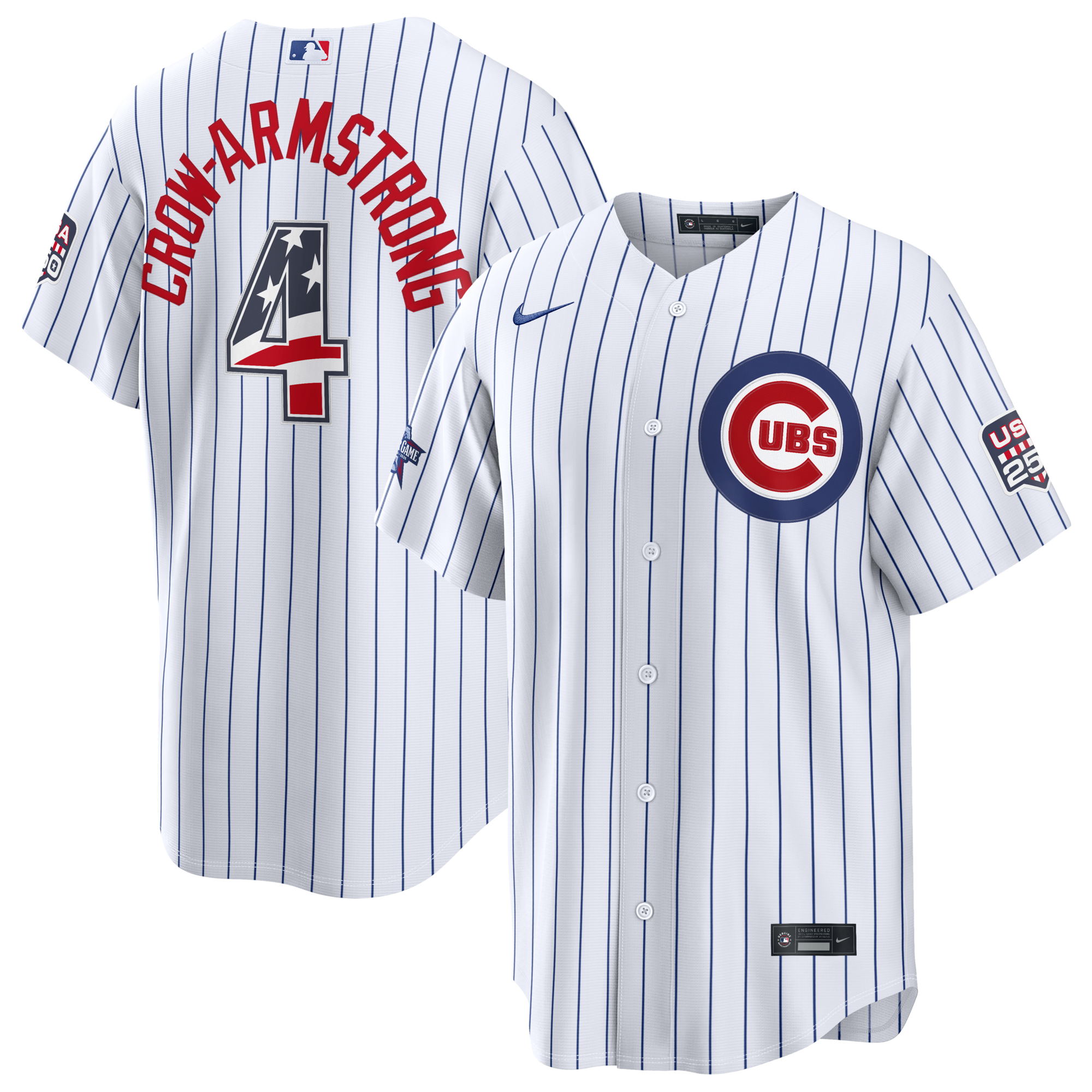 Chicago Cubs Jersey 2026 All-Star Edition Stars & Stripes Men's Pete Crow-Armstrong White Stadium Jersey - 1 of 8