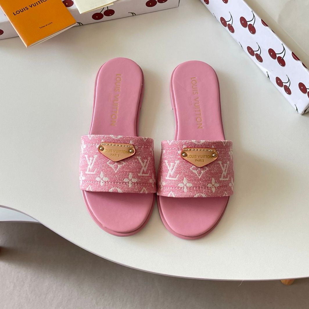 Designer Lily Sandal Monogram Genuine Leather Sandal Slipper Casual Shoe Summer BeachLily Sandals New Womans Flat Slide luxury Sliders Sandale Size 35-42 - 2 of 8