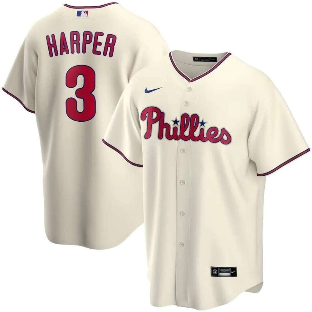 Men's Philadelphia Phillies Bryce Harper White Home Replica Player Name Jersey - 6 of 8