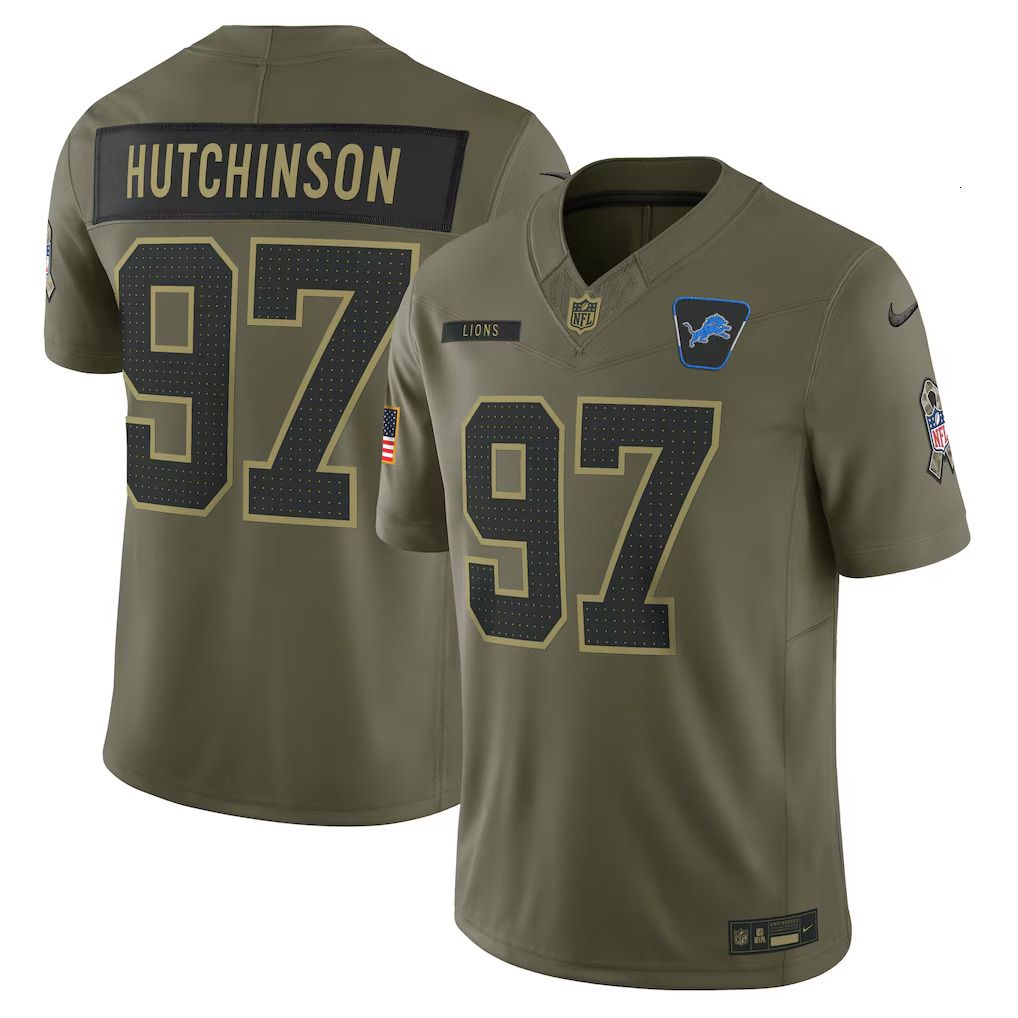 Men's Detroit Lions Aidan Hutchinson Black 2nd Alternate Game Jersey - 6 of 8
