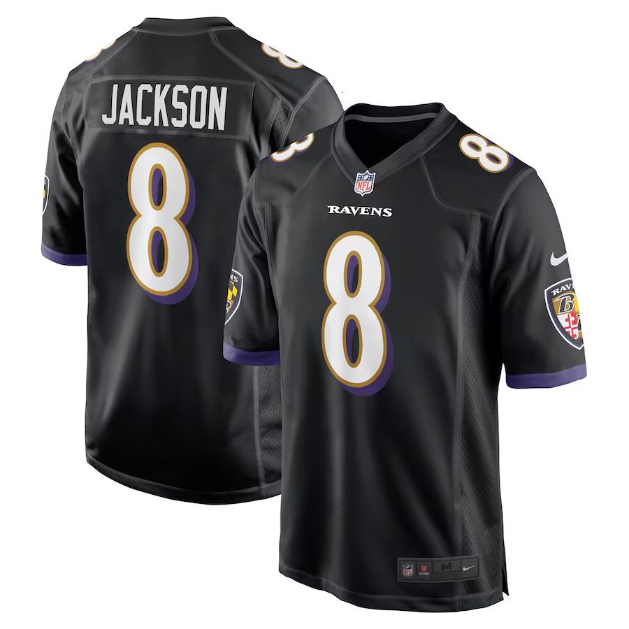 Men's Baltimore Ravens Lamar Jackson Purple Team Game Jersey - 4 of 7