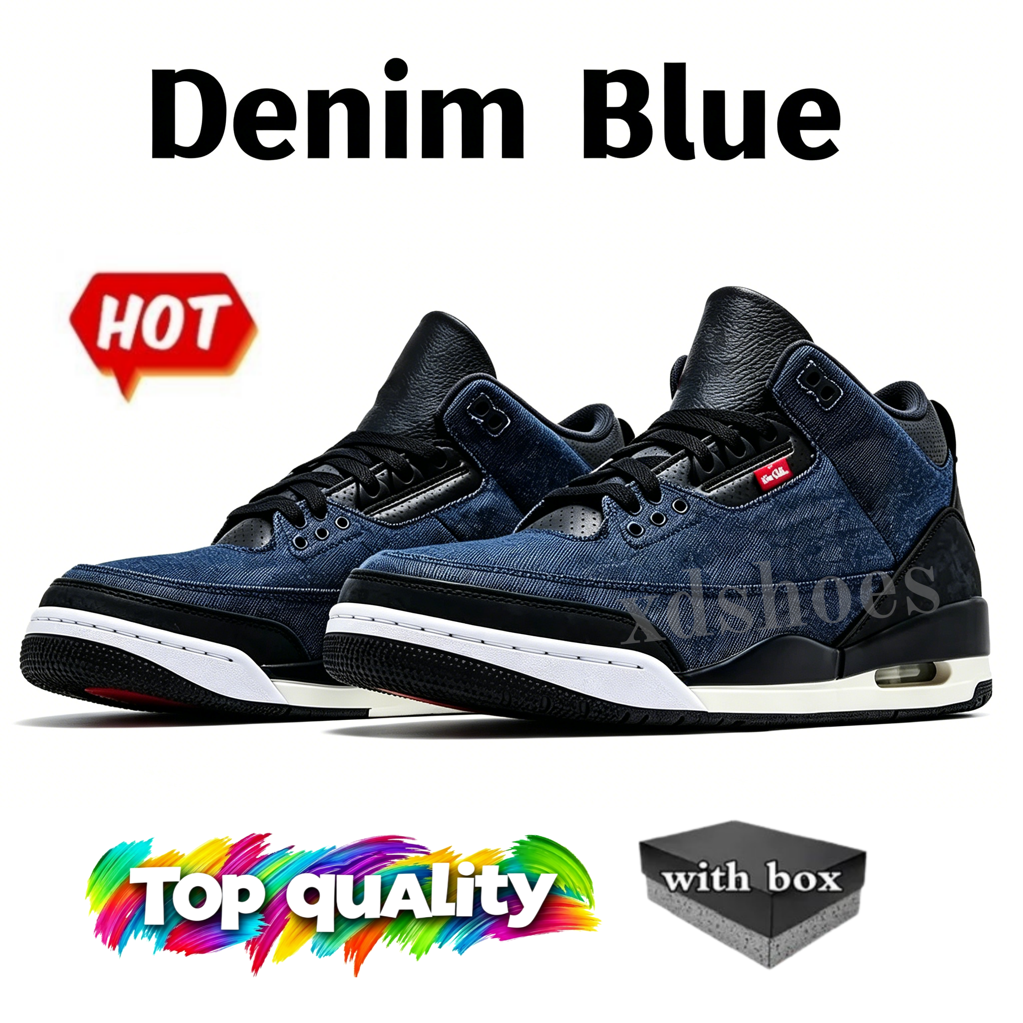 With box 3 Basketball Shoes 3s Black Cat Medium Olive SoleFly Brazil BIN 23 True Blue Worlds Best Dad Champagne Oysters Denim Pink Glow Mens Womens Trainers Sport - 3 of 8