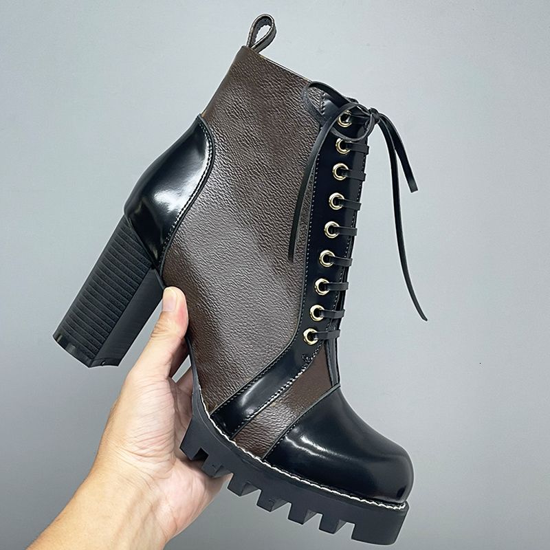 2026 Designer Star Trail Ankle Boots Martin Desert Boot High Heels Boots Women Leather Boots Vintage Print Jacquard Textile Fashion Platform Suede Boot Shoes 013 - 6 of 8