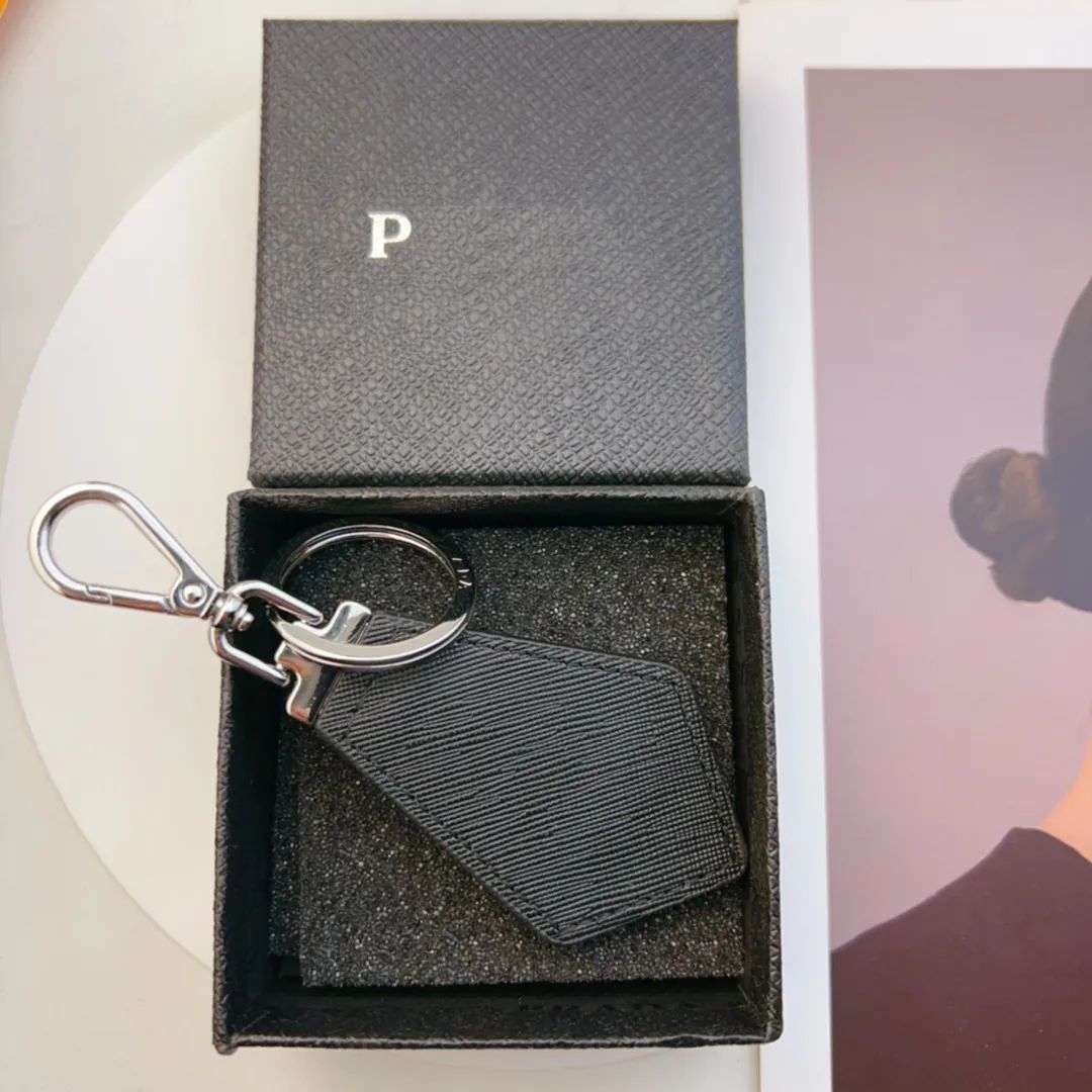 Pra Designer Triangle Chain Leather Temperament Versatile Style Fashion Design Keychain Top Quality Christmas Gift WITH BOX C28 - 2 of 5