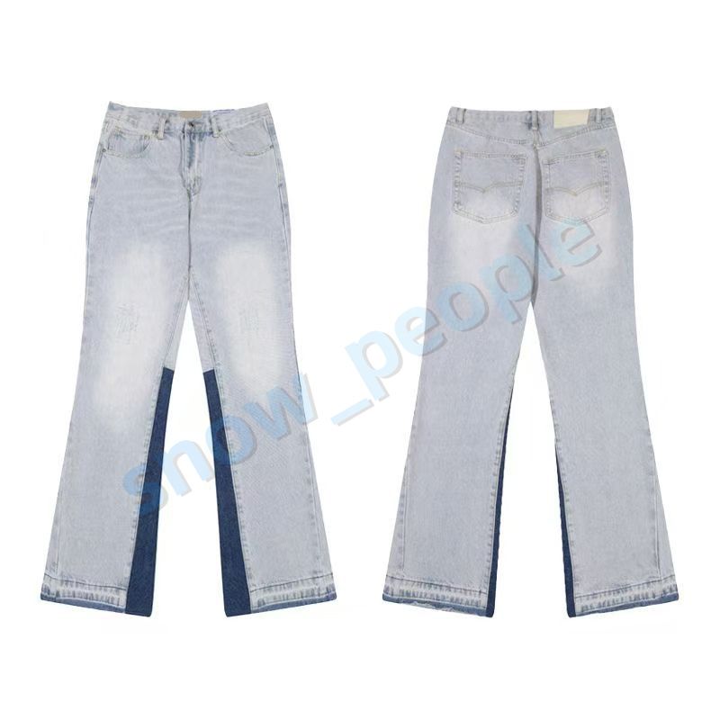 Mens Designers Flared Jeans Hip Hop Spliced men jeans Distressed Ripped Slim Fit Denim Trousers Mans Streetwear Washed Pants Size S-XL - 3 of 8