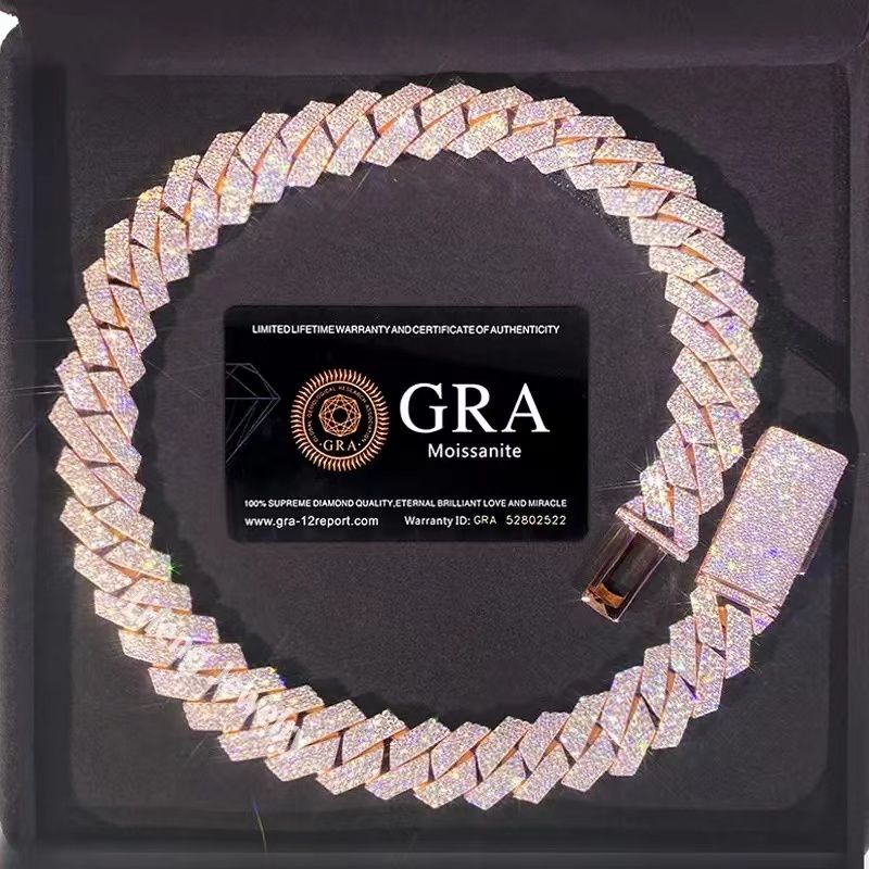 Necklace Moissanite designer chain silver gold rose gold iced out chain pass diamond tester pendant 925 Sterling Vvs cuban link chain - 5 of 9