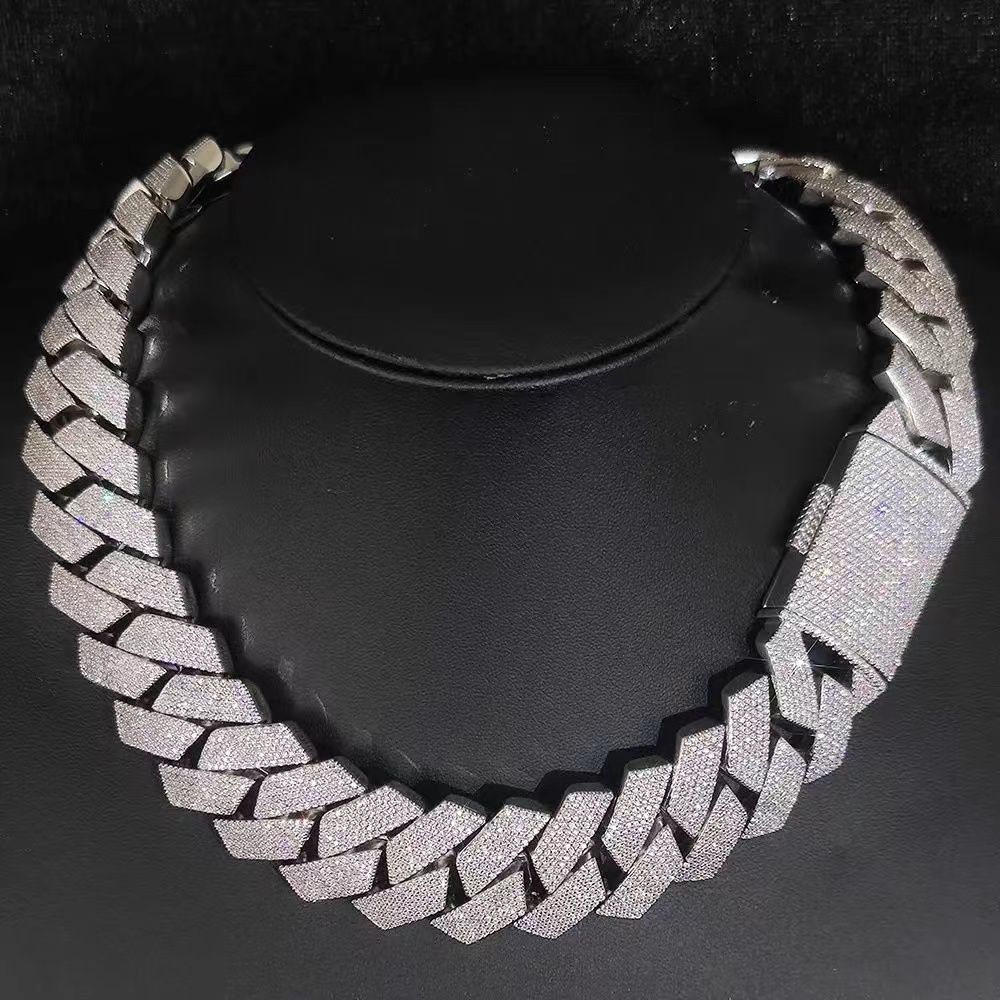 Necklace Moissanite designer chain silver gold rose gold iced out chain pass diamond tester pendant 925 Sterling Vvs cuban link chain - 7 of 9
