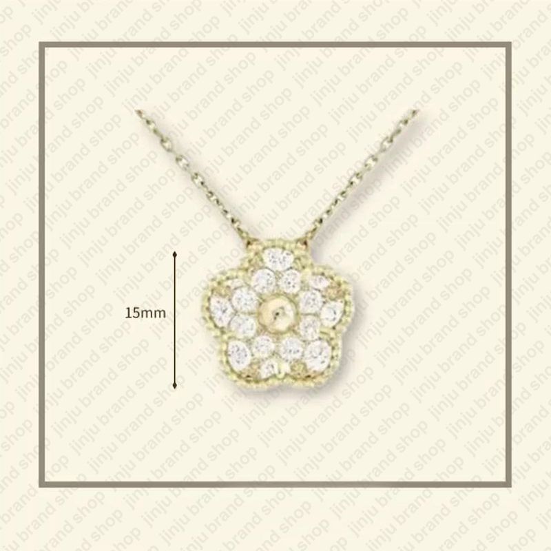 necklace designer for women Classic 15MM necklace clover stainless steel jewlery mother of pearl diamonds flower pendant necklace designer jewelry women gift box - 9 of 9