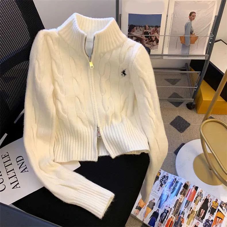 3 Colors Womens Designer Sweater Designer Pullover Fashion Turtleneck Autumn Long Sleeve Cardigan Logo Embroidery Coat Zipper Lady Jacket Tops - 1 of 7