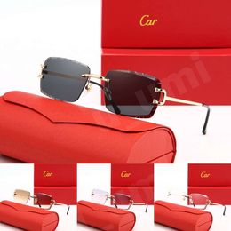 Luxury Designer Sunglasses Panthere Santos Rimless Metal Frame Titanium Gold Tone Leopard Claw Detail UV400 Protection Fashion Eyewear For Men Women With Box - jerseydock
