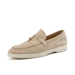 Casual Shoes Men's Walking Driving Unisex All Genuine Leather Loafer Sheepskin Suede Flat Women's Large - jerseydock