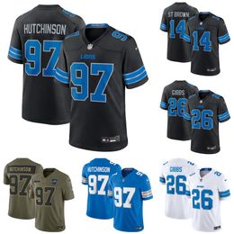 Men's Detroit Lions Aidan Hutchinson Black 2nd Alternate Game Jersey - jerseydock