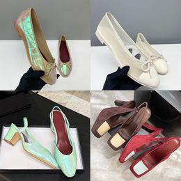 26P Mesh Flats Designer Heels Women Ballerine Shoes Classic Slingback Pumps Summer Bow Sandals Slides Cap Toe Ballet Flat Fashion Bridal Wedding Shoes 1057 - jerseydock