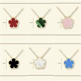 necklace designer for women Classic 15MM necklace clover stainless steel jewlery mother of pearl diamonds flower pendant necklace designer jewelry women gift box - jerseydock