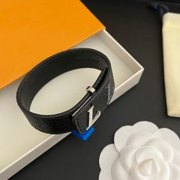 Luxury Men Leather Bracelet Bangle Black With Womens Birthday Gifts Bangle Hand Jewelry Christmas Fashion Style Gift Bracelet - jerseydock