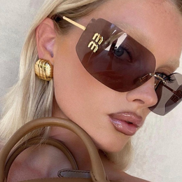 Designer Sunglasses for womens sunglasses men sunglass woman rimless frame mirror cat eye shades luxury sun glasses for women Y2K spicy girl gift High quality - jerseydock