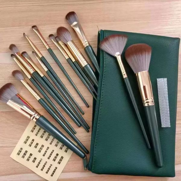 Elegant Makeup Brush Collection Featuring Soft Wool Fibers & Sleek Metallic Design - Health & Beauty - jerseydock