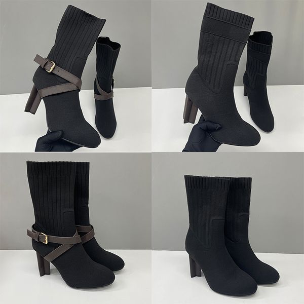 Designer Women Sock Boots Silhouette Ankle Boot Black Martin Booties Stretch High Heel Boots Over The Knee Boots Winter Canvas Cowboy Boots Thick Letter Shoes 50 - Shoes & Accessories - jerseydock