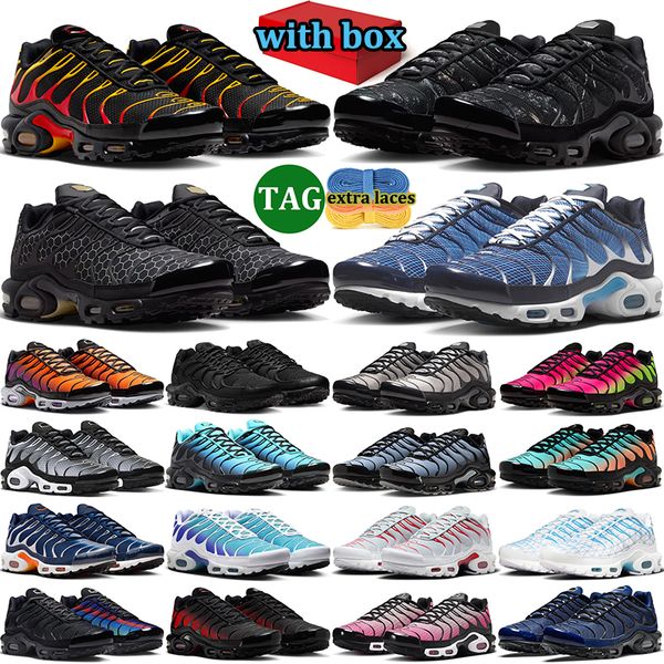 with box tn tns plus sneakers men women designer running shoes durable trainers outdoor comfortable sports shoe Triple Black White Grey Midnight Navy - Shoes & Accessories - jerseydock