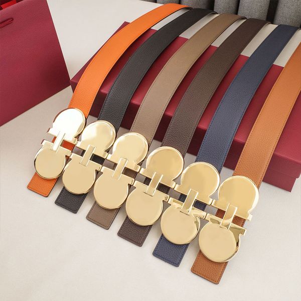 Mens Woman Belt Luxury Genuine Leather Belts Golden Silver Smooth Buckle 3.5cm 3.8cm Width Man Woman Waistband Lychee Texture 16 Model Optional Waist Girdle - Fashion Collection - jerseydock