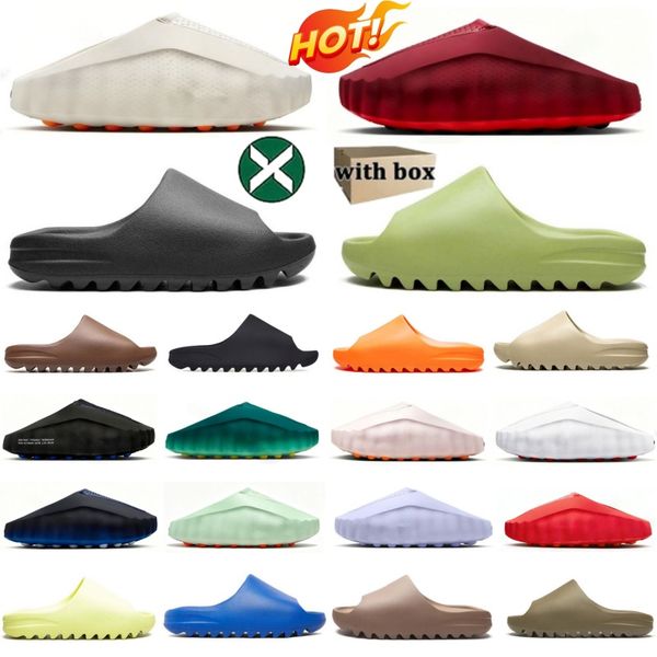 Free Shipping Designer slides for men slippers 001 onyx Bone Azure Flax Pure Ochre glow green Resin Soot womens sandals solid slide slipper sandal - Shoes & Accessories - jerseydock