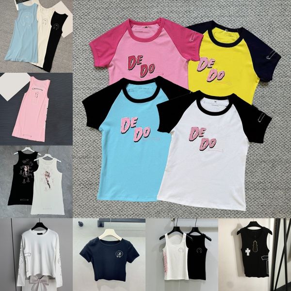 Designer Printed T Shirts Women Round Neck Slim Fit Bottoming Tops Summer Brand Street Style Tank Top Birthday Nightclub Vest - Apparel - jerseydock
