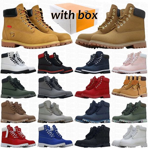 With Box Designer Boots Cowboy White Black Blue Pink Hiking Ankle Booties Men Women Winter Shoes tan bottom Platform Half Boot - Shoes & Accessories - jerseydock