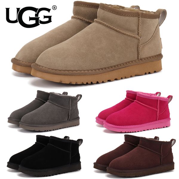 UGG Women's Classic Ultra Mini Snow Boots Suede Shearling Lined Flat Sole Anti-slip Warm Winter Ankle Boots Multiple colors - Shoes & Accessories - jerseydock