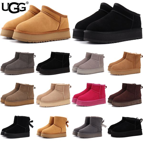 UGG Women's Classic Ultra Mini Platform Boots Suede Shearling Lined Thick Sole Winter Warm Anti-Slip Ankle Snow Boots Multiple colors - Shoes & Accessories - jerseydock