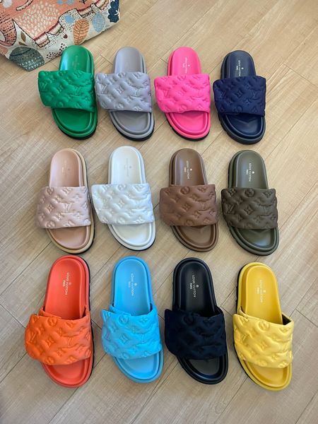Louis Vuitton Pillow Flat Comfort Sandal Strap Platform Slide Sandals For Women Thick Non Slip Sole Casual Beach Vacation Summer Slippers Multiple colors - Shoes & Accessories - jerseydock