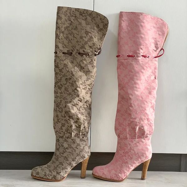 women over the knee boots winter canvas cowboy boots high heel boots fashion dress shoes womens designer shoes boots party wear 684 50 - Shoes & Accessories - jerseydock