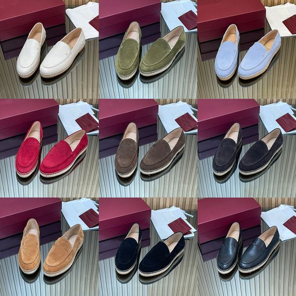 2026 New Women's Chic Espadrille Flats Designer Loafers Straw Woven Slip-On Slippers Soft Suede Leather Casual Summer Shoes 1034 - Shoes & Accessories - jerseydock