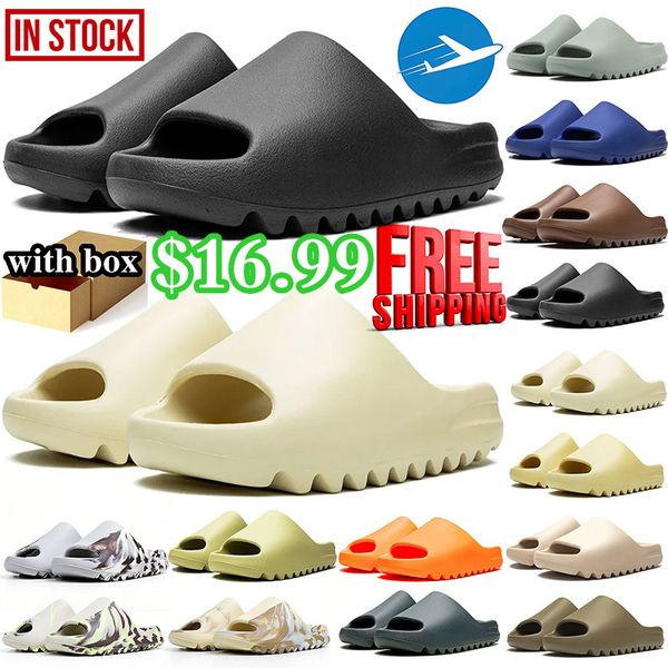 free shipping with box designer mens womens slides slippers sandals desert sand Bone Resin Slate Grey Glow Green slide sandal shoes summer - Shoes & Accessories - jerseydock