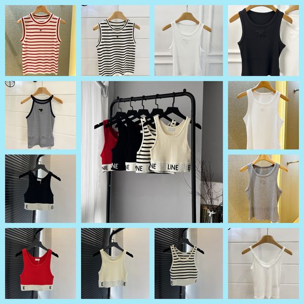 Women's T Shirts Women Tank Top Womens Designer Shirt Black White Strip Letter Summer Short Sleeve Ladies Clothing Size S-L Camis Tops Femme - Apparel - jerseydock
