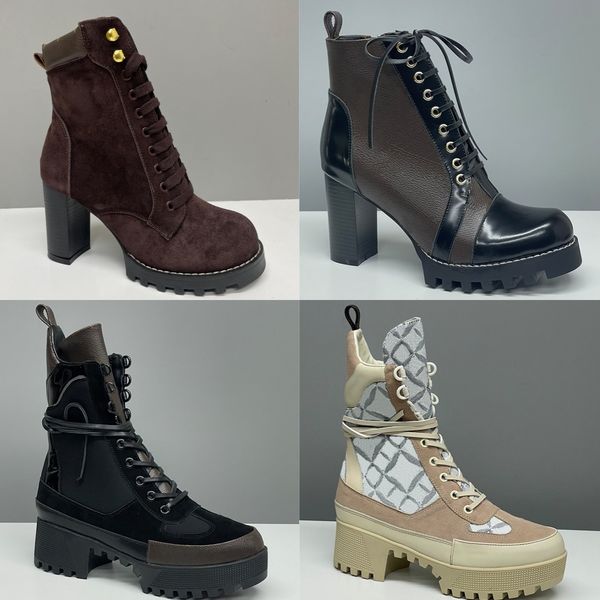 Designer Women Ankle Boot Luxury Martin Desert Boots High Heel Boots Suede Calf Leather Winter Boots Camel Over Knee Boot Woman Classic Vintage Print High Quality 013 - Shoes & Accessories - jerseydock