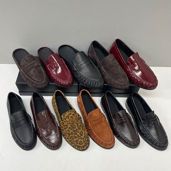 Top Quality Ruched Penny Loafers Le Loafers Backless Mules Designer Men Women Creased Real Leather Suede Slip On Flat Dress Shoe Classic Daily Street Shoe Size EU35-47 - Fashion Collection - jerseydock