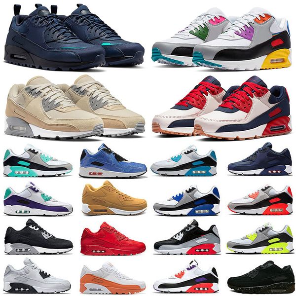 Designer 90 Running Shoes Men Women Fashion Shoes Leather Mesh Triple Black White Red Blue Light Smoke Grey Sneaker Trainers Outdoor Sports Tennis Eur 36-45 - Shoes & Accessories - jerseydock