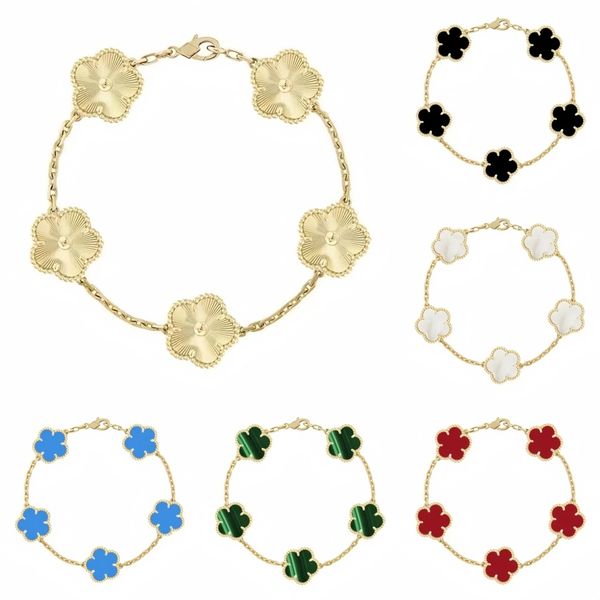 have 5 flower bracelet designer jewelry women bangle classic wedding gift white mother-of-pearl diamond bracelet fashion charm 18K gold plated 4 leaf clover bracelet - Jewelry - jerseydock
