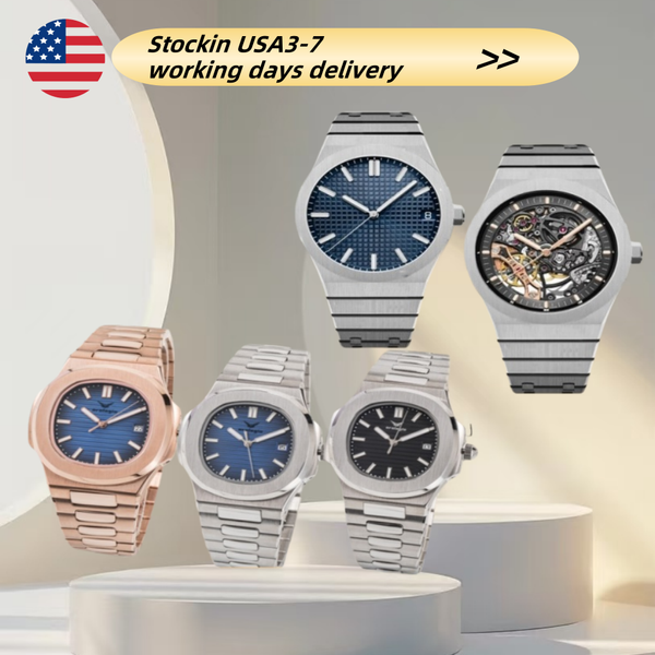 men's watch automatic mechanical skeleton watch classic style 42mm stainless steel sapphire luminous - Watches - jerseydock