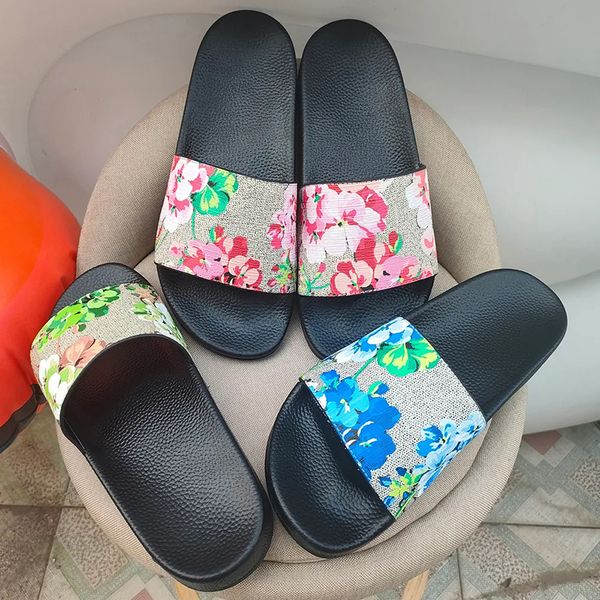 Designer Sandals ltaly Slippers New Rubber Slides Sandals Floral Brocade Women Men Slipper Flat Flip Flops Womens Fashion Striped Beach Sandal Ladies Slides US 5-11.5 - Shoes & Accessories - jerseydock