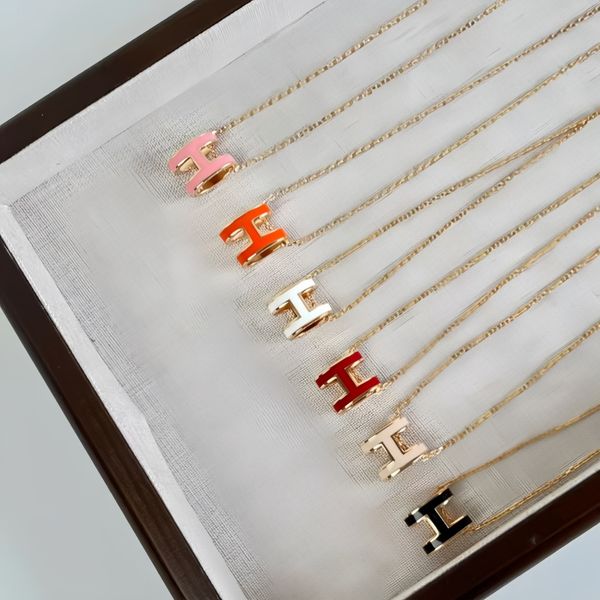 luxury jewelry designer necklace designer for women pendant necklaces enamel letter classic unisex stainless steel colorfast Christmas Valentine's Day necklace - Jewelry - jerseydock